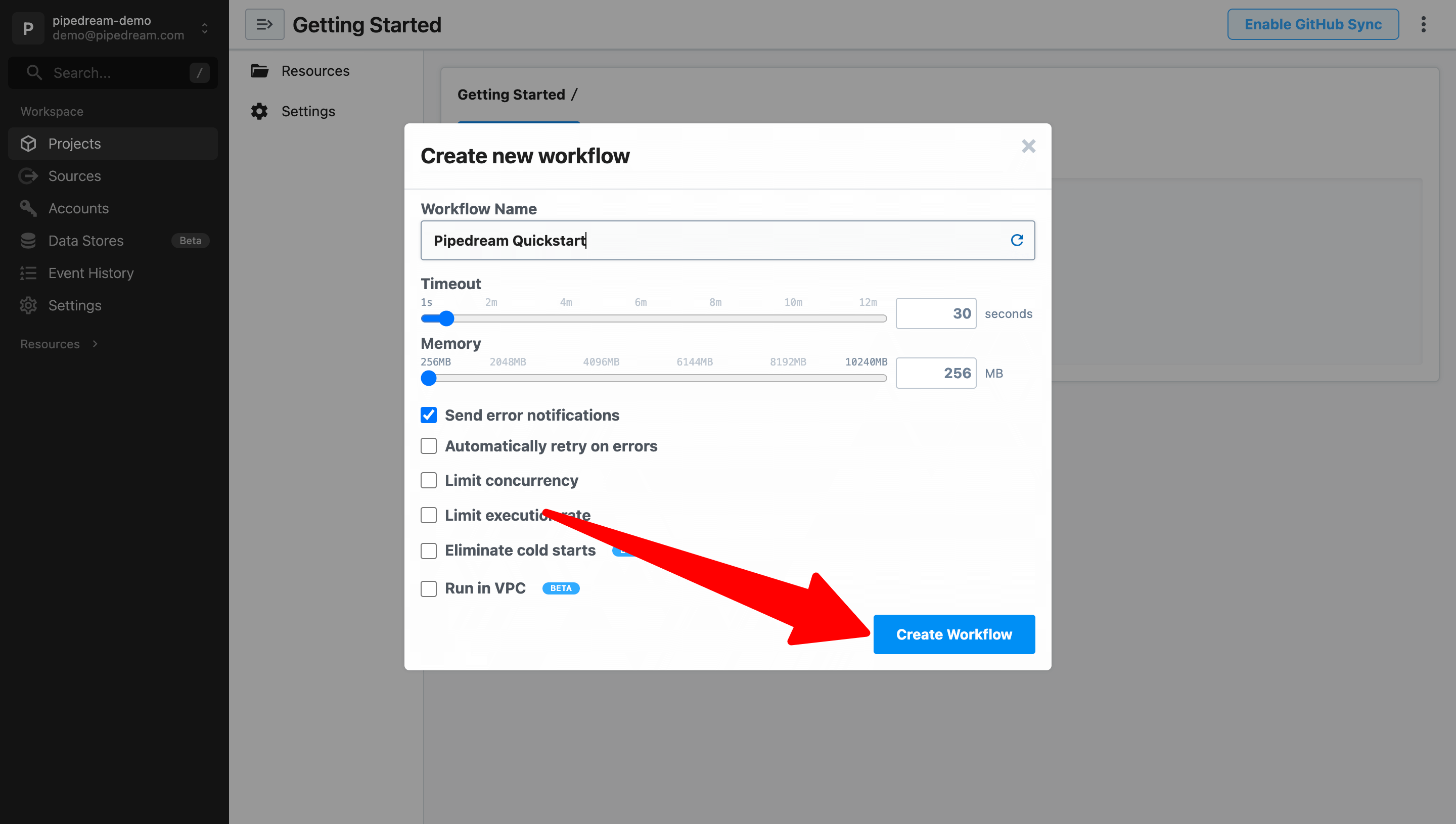 Configure new workflow